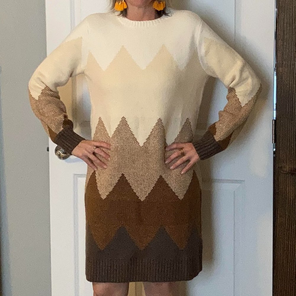 Long Sleeve Chevron Sweater Dress